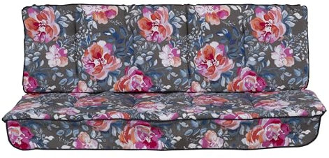 PATIO Auflagen für Hollywoodschaukel 3 Sitzer Latina 150 cm Bankauflage Mikrofaser Sitzpolster mit Rückenlehne Volant vorne