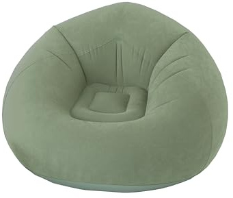 ED ENJOY HOME Poltrona da esterno gonfiabile, 100 x 100 cm, verde salvia, 100% PVC Flocké, collezione giardino Borneo
