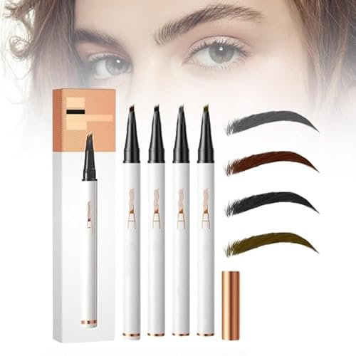 Magic Eyebrow Tattoo Pencil 4 Fork Tip 3D Microblading - 2024 Eyebrow Pencil 4-Tip Natural Makeup Fine Stroke - Eye Brown Makeup Long-Lasting Eyebrow Pencil Stay on All Day (4 Colours)