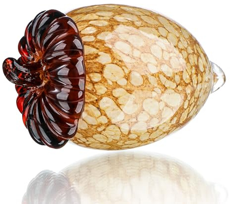 QFkris Figuras artísticas de bellota sopladas a mano, bellotas de cristal coleccionables para regalos de otoño y Acción de Gracias, adornos decorativos para decoración del hogar y pisapapeles (marrón