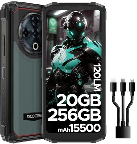 DOOGEE Fire 6 Power Rugged Smartphone Android 14, 20+256GB/2TB TF,15500mAh/18W, 6.56 90Hz, Octa Core Telefono indistruttibile,50MP+8MP Fotocamera, BT5.0, 4G Dual Sim/NFC/Fingerprint/Face ID/OTG/GPS