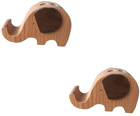 SEWACC 2St handyhalter Handyständer süßer Stifthalter süßer Schreibtisch-Organizer handy aufsteller handy halter Smartphone praktisch elefant telefonhalter Tischtelefonständer hölzern