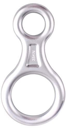 Azarxis 35 kN Climbing Rescue Figure 8 Descender Rigging Plate Heavy Duty & Large & High Strength Rappel Device Equipment for Rappelling, Belaying, Tree Climbing, Aerial Silks Rigging (Silver)