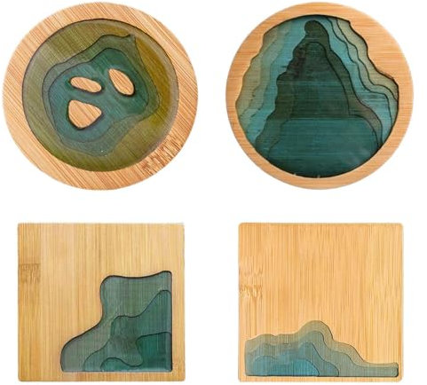 Posavasos De 4 Piezas, Posavasos Cuadrados Redondos, Posavasos Antideslizantes, Posavasos De Té De Bambú Resistentes Al Calor, Almohadillas Protectoras De Escritorio, Posavasos Creativos