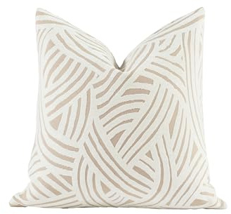 Croker Horse New 18x18'' inches Throw Pillow Cushion Covers - Paradise Beige Color Chenille Jacquard Embroidery Luxury Modern Style Couch Sofa Bed Pillow Cover for Living Room Bedroom