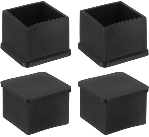 sourcing map Tappi in gomma per gambe di mobili, 4 pezzi, 30 x 30 mm, tappi rettangolari per gambe di sedie, mobili, protezioni per pavimenti, tavoli, sedie, macchinari, attrezzature (nero)