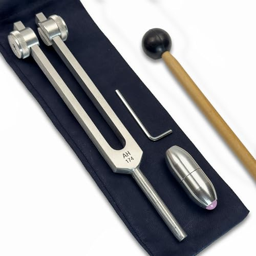 174 Solfeggio Stimmgabel mit Dämpfungsglied – Klangheilung und Biofeld-Harmonisierung – Vibrationstherapie-Werkzeuge – Edelstein-Stiefelgriff | Silber