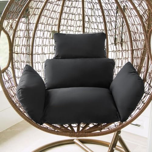Hanging Chair Cushions Outdoor, Garden Hanging Basket Chair Seat, Can Be Used For Indoor/Outdoor Swing Chair Cushion, Removable and Washable Hanging Chair Cushion (Only Cushion)(Color:Black)