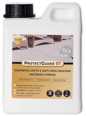 Protect Guard ST – Impermeabilizzante per balconi e terrazzi – Idrorepellente e Anti‑infiltrazione per crepe fino a 3 mm – 1 L – Facile da applicare, uso fai‑da‑te e professionale