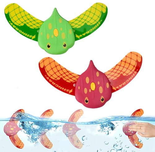 Huucozn 2 Pièces Jouet Poisson Diable Glider sous-Marin Jouets de Plongée pour Enfants Jouets de Piscine Jouet de Natation pour Piscine, Poisson sous Eau Été Cadeau pour Garçon Fille, Rouge et Vert