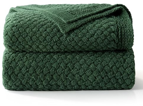 Whale Flotilla Chenille Decke Flauschige Kuscheldecke, Weiche und Warme Strickdecke, Kuschlige Sofadecke Wohndecke für Bett und Couch, 150x200 cm, Dunkelgrün