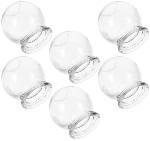 ibasenice 6 pièces Ventouses Verre Épaisses pour Thérapie par Ventouses Set de Massage par Succion pour Soulagement Musculaire et Stimulation Sanguine Ensemble de Tasses Verre pour Usage