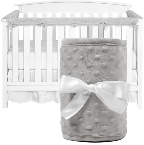 Gcroet Housses de Protection pour Berceau pour la Dentition, Protection des Bords, Bordures de lit en Peluche Douce et Respirante, pour bébé Contre la Mastication et Les Rayures..