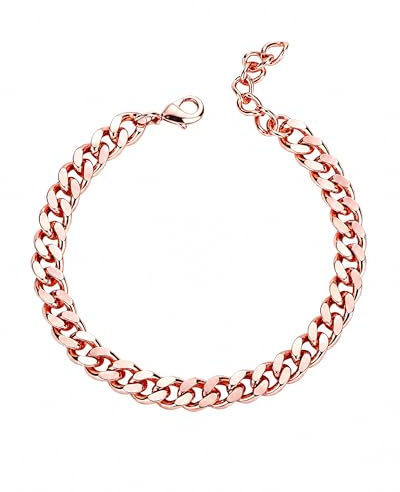 BioMag Bracelet en cuivre pour homme et femme, chaîne à maillons cubains en cuivre pur 99,9 %, bijoux de plusieurs largeurs, chaîne supplémentaire – Coffret cadeau inclus, One Size, Cuivre, Pas de
