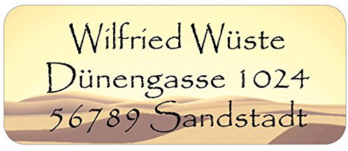 Adress-Etiketten - Adress-Aufkleber Wüste mit Ihrem Wunschtext, 160 Stück, ca. 56 x 23 mm, für 1 bis 5 Zeilen Text | Wunschtext nach der Bestellung per Mail mitteilen