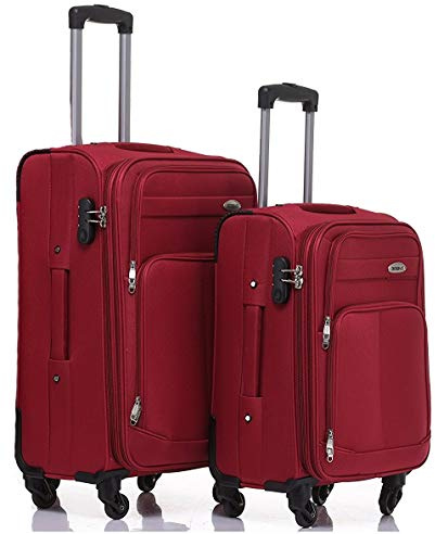 TOP-Trolley-Koffer-Set - 2-teilig - 74cm + 64cm, mit Dehnfalte, 4 Rollen, (rot)