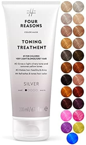 Four Reasons Haartönung Conditioner - Silber - Natürliche Spülung und Intensivtönung für Haare - Semi permanente Haarfarbe in Grau - Intensive & Schonende Farben Tönung