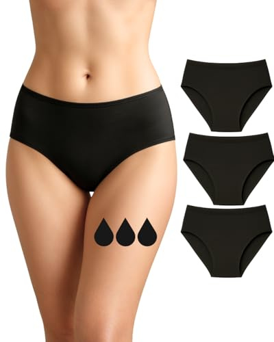 Perioden Unterwäsche = 2-3 Tampons - Waschbar - Baumwolle - Ökologisch - Menstruation - Unterwäsche für die Periode - Periodenslips - Absorbierend - Mädchen Damen - XXS / 4XL (Ultra-Pack, 3XL)