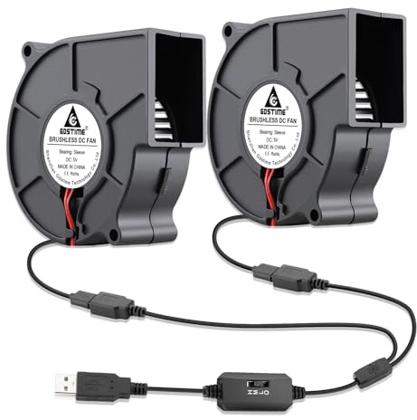 GDSTIME 7530 Blower Fan 75 x 30mm USB Cooling Blower Fan | 75mm Turbo Case USB Radial Cooling Centrifugal Turbine with Speed Control