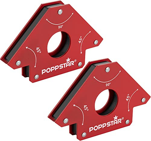 Poppstar Schweißmagnet (Schweißwinkel Haftkraft 34 kg - 45/90/135°), rot, 2 Stück