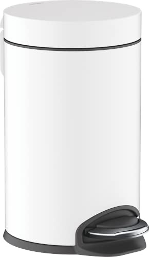 hansgrohe AddStoris - Badezimmer Mülleimer, Mülleimer Bad mit 3 l Fassungsvermögen, Kosmetikeimer, Treteimer, Badezimmer Zubehör, Mattweiß, 41775700 | Fassungsvermögen 3 l, mit herausnehmbarem Einsatz, Softclose Funktion, freistehend