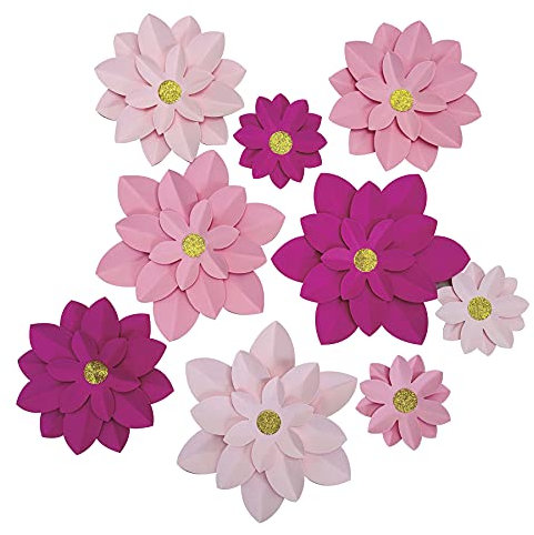 Mybbshower Papierblumen-Wanddekoration, Papierblumen-Hintergrund, Kinderzimmer, Dekoration, 9 Stück (25,4 cm - 15,2 cm)