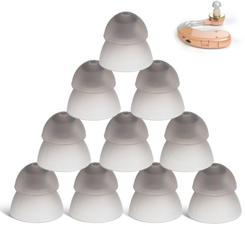 10 Dômes Pour Prothèses Auditives, 10mm Dôme En Silicone D'aide Auditive Double Couche Dôme Bouchons D'oreille Appareil Auditif De Remplacement Pour Les Aides Auditives Âgées (Noir)
