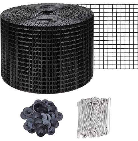 6in X 100ft Solar Panel Bird Guard,Solar Panel roof Protection net 1/2inch Mesh PVC Black Vinyl Coated Galvanized net 70 Fastener ClipsUsed for Bird,Animal Control