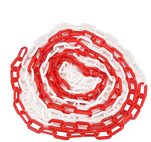 1 Stück Kunststoffkette, 8mm*5m Warn- oder Signalkette für Autobahnwartung, Parkplätze, Gefahrenbereiche, Rot & Weiß
