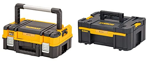DEWALT, Black and Yellow TSTAK 2.0 Shallow Toolbox with Long Handle & DeWalt DWST1-70705 T-Stak III Tool Storage Box with Drawer, Yellow/Black, 17.6 cm*44.0 cm*31.4 cm