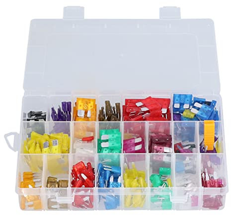 300-teiliges KFZ-Flachsicherungs-Sortiment-Kit,Elektronisches Bauteil Sicherung Mittleres Kleines PES-Ersatzsicherungs-Ersatzkit mit Clip 32 V