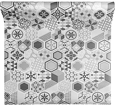 IlGruppone Tappeto Passatoia Cucina Antiscivolo Larghezza Maxi 100 Cm Antimacchia Multiuso Corridoio Soggiorno Lavabile Ingresso Camera - Mattonella Grigia - 100x300cm
