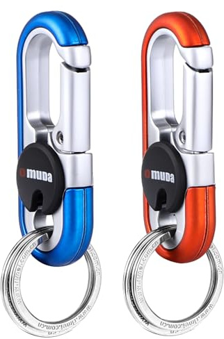 Mkitnvy 2 Stück Schlüsselanhänger Rostfreier Stahl, Unisex SchlüSselanhäNger Karabiner Auto mit 4 Schlüsselring, für Outdoor, Mini-Outdoor-Werkzeuge, für Den Eigenen Gebrauch Oder Als Geschenk