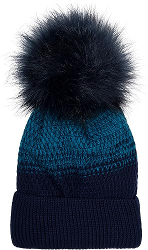 styleBREAKER Damen Strick Bommelmütze mit Farbverlauf und Fleece Futter, Winter Fellbommel Mütze, Strickmütze 04024205