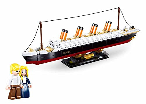 BirnePower Klemmbausteine Spielbausteine Spielset für Kinder Schiff Bausatz Spielfigur 481 Teile Ausflugsschiff Titanic Bausteine Spielzeug G158013