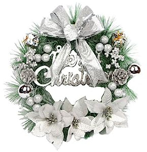 Luxshiny Home Decor Decorazioni Per Feste Di Natale Ghirlanda Di Fiori Ghirlanda Piccola Di Pino Di Bacche Di Agrifoglio Stella Di Natale Barba Bianca Nozze Finestra