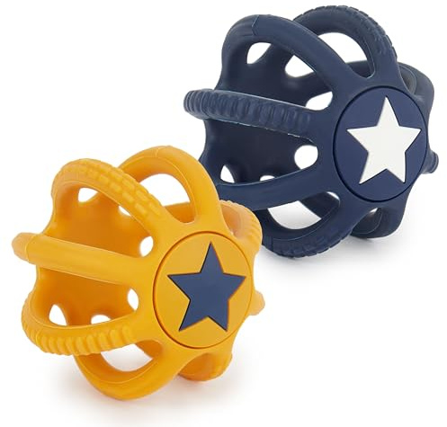 Bieco set de 2 balles sensorielles bebe - Sun & Sky | balle sensorielle bebe | balle de préhension bébé | jouet dentition bébé | balle bebe dentition bebe jouet sensoriel bebe balle bebe eveil