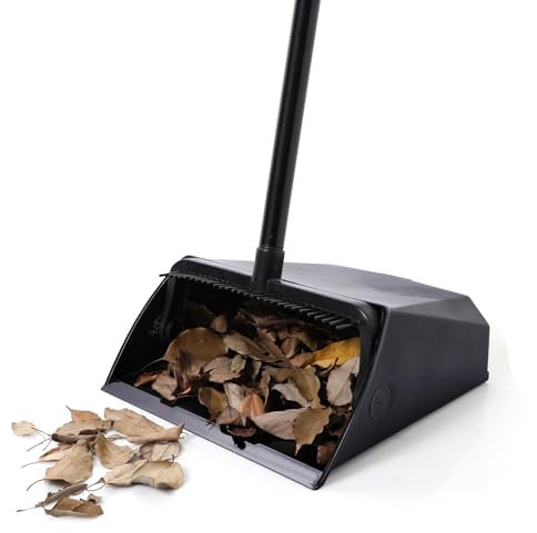 Eyliden Upright Dust Pan with Comb Teeth, Large Heavy Duty Commercial Dustpan for Restaurants Garages Courtyard Sidewalks Lobby Home Kitchen Room Office Classroom (1)