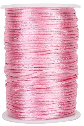 Cordoncino di raso intrecciato in nylon da 6,5 ​​cm per l'annodatura cinese Creazione di cordoncini fai da te Decorazione artigianale per Kumihimo, bracciali intrecciati, perline, (Pink)