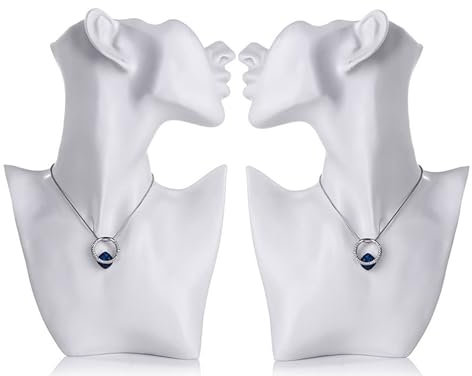 Lot de 2 bustes à bijoux blancs | Buste de mannequin à bijoux | Présentoir à bijoux pour colliers, boucles d'oreilles | Mannequin de vitrine féminin tête / épaule pour présentation de bijoux |
