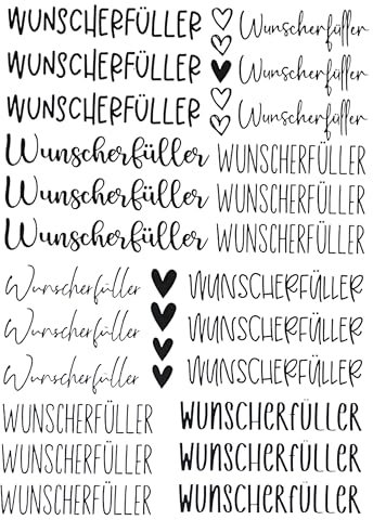 Fräulein Lotti | Wasserschiebefolie fuer Kerzen - Thema: Wunscherfüller | Tattoofolie | schwarz DIN A5