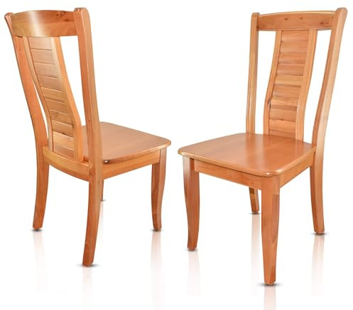 VAKON SALON - Esszimmerstühle 4er Set aus Kirschbaumholz, Holzstuhl, Küchenstuhl aus Massivholz bis 150 kg - Design 807 - Naturholz