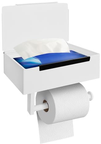 Toilettenpapierhalter mit Feuchttücherbox Klopapierhalter Ohne Bohren Klorollenhalter Edelstahl WC Papier Halterung Rollenhalter Selbstklebend für Toilette Badezimmer Küche (Weiß)