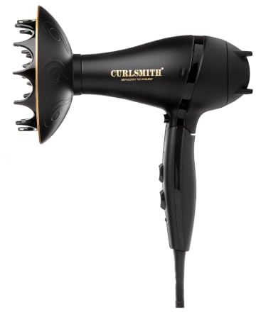 Curlsmith Defrizzion Travel Edition Dryer | Hair Dryer with XL Diffuser for Curly, Wavy & Coily Hair | Compact Foldable Travel Hairdryer with Dual Voltage | Hairdryer with Diffuser for Women