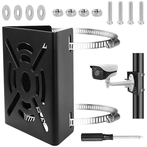 Soporte De Montaje En Poste Vertical Soporte De Mástil Acero Inoxidable | Con Tres Abrazaderas Ajustables Soporte Camara Vigilancia Universal Para Cámara De Vigilancia y Cámaras CCTV