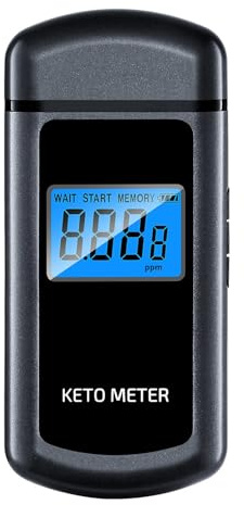 Ketone-Atemmessgerät Professionelles Ketone-Atemmessgerät Tragbares Ketose-Atemmessgerät USB-aufladbares Ketone-Atemmessgerät mit 10 austauschbaren Mundstücken für Ketosetests (Schwarz)