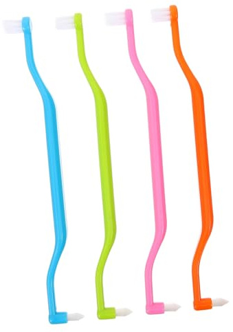DINHEAROM Cepillos de Dientes de Viaje de Doble Cabezal 4piezas para Limpieza Interdental Profunda, Plástico Resistente, Apto y Uso Diario en Cavidad Oral