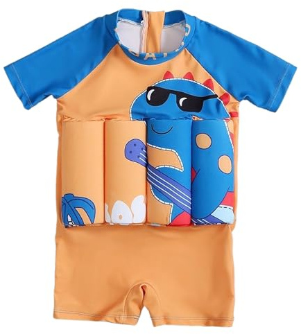 Costume da bagno per bambini con galleggiabilità, costume da bagno con galleggiabilità, design dinosauro, protezione dagli spruzzi d'acqua per bambini