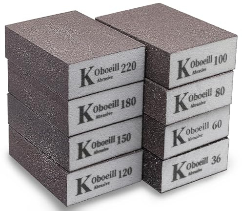 8 PCS Sanding Block,Sanding Sponges with 8 Grits (36,60,80,100,120,150,180,220) Coarse/Medium/Fine/Superfine Wet and Dry Dual-use Abrasive Pads,Washable and Reusable Sandpaper for Wood Walls Metal