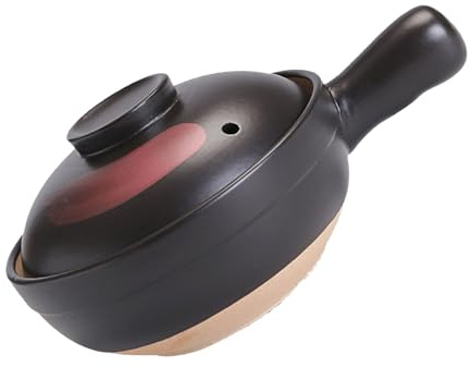 DEARMAMY Olla de Barro para Cocina Gas Cacerola Tradicional para Sopa y Guisos Grande con Diseño Antideslizante para Uso Doméstico y Restaurantes